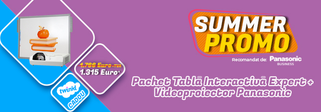 34% reducere la Pachetul interactiv Summer Promo, cu videoproiector Panasonic